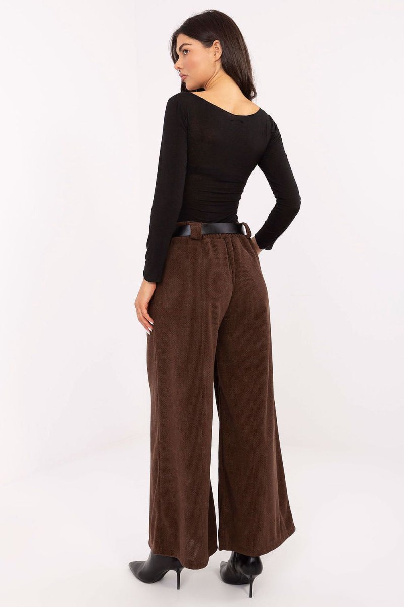 High Waist Wide Leg Corduroy Trousers - 