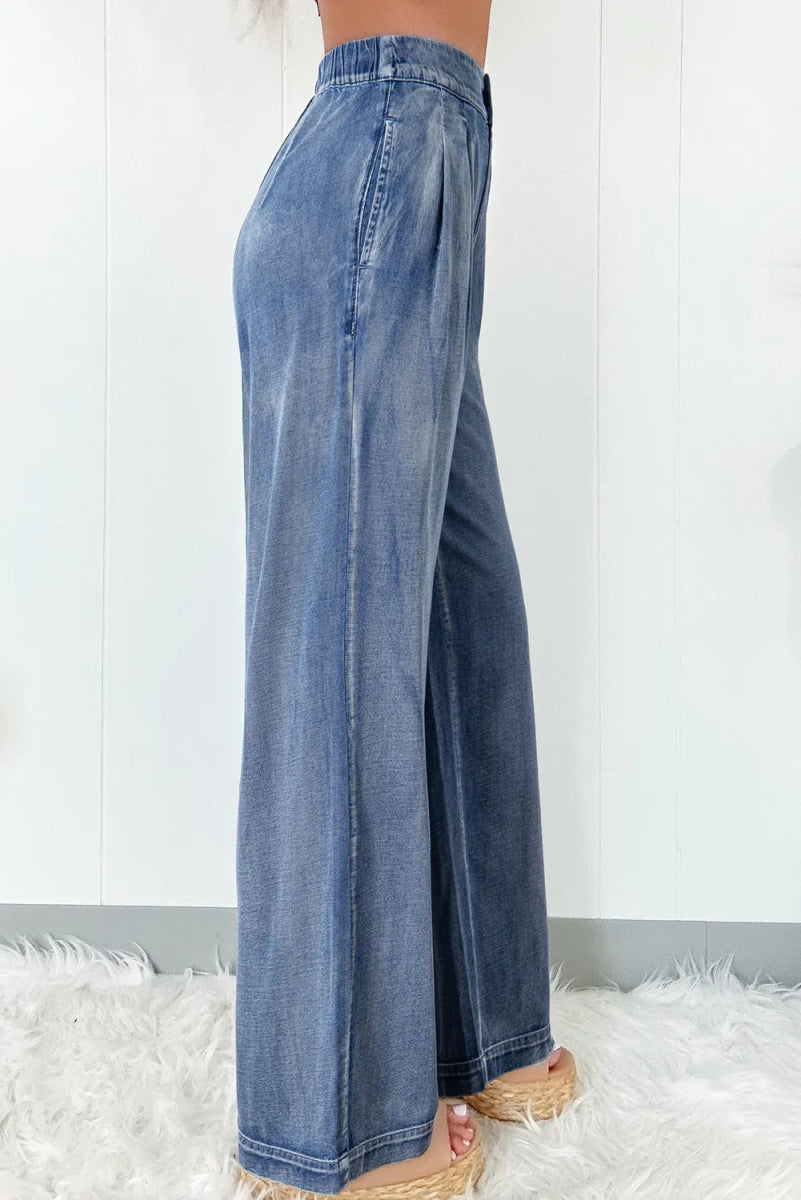 High Waist Wide Leg Jeans - Bottoms