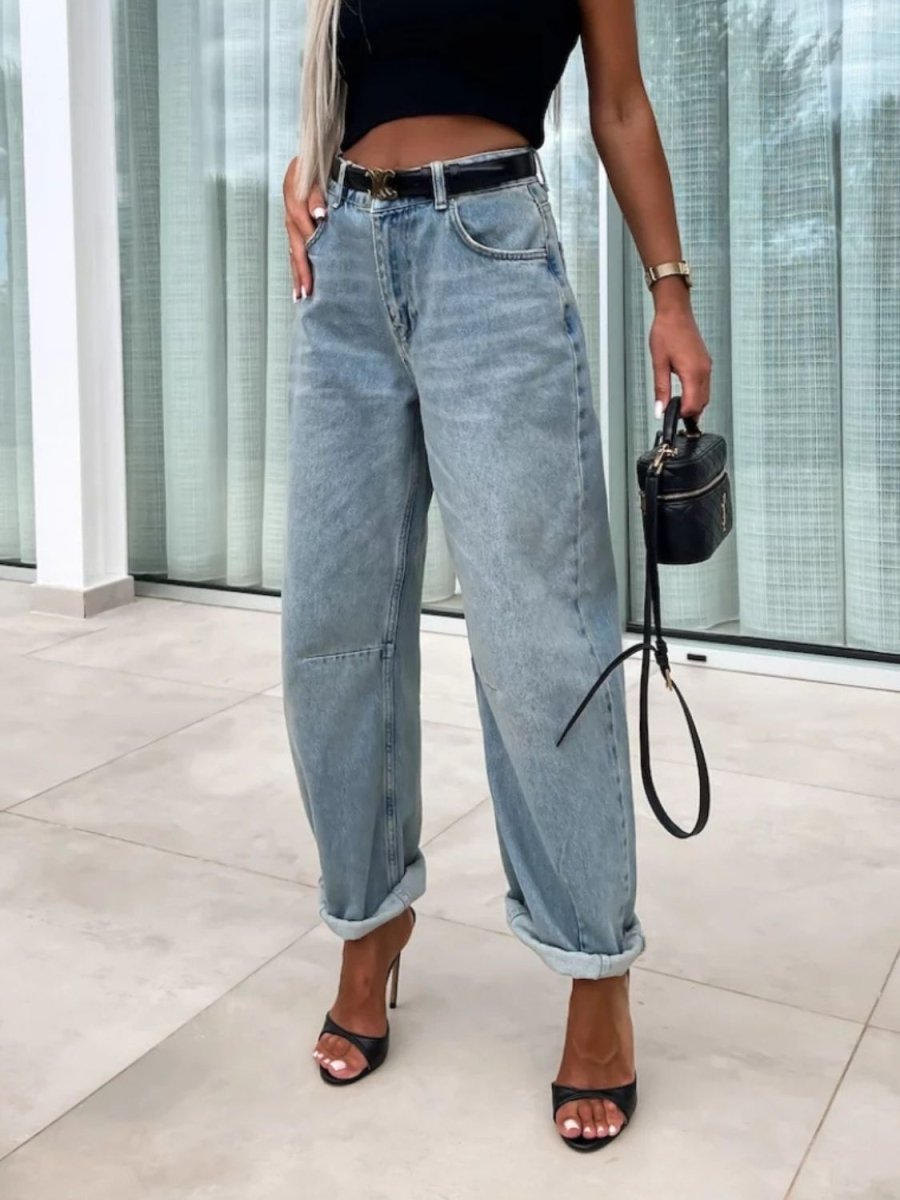 High Waist Wide Leg Jeans - Bottoms