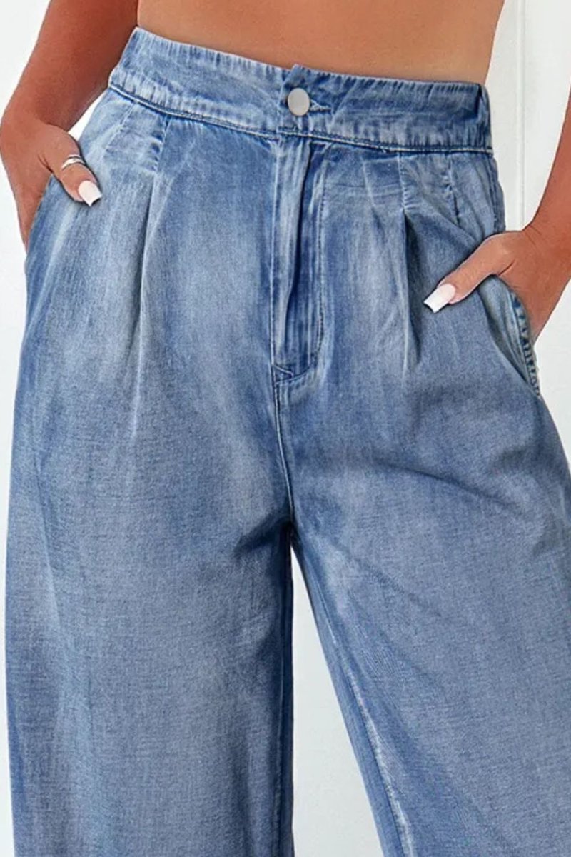 High Waist Wide Leg Jeans - Bottoms
