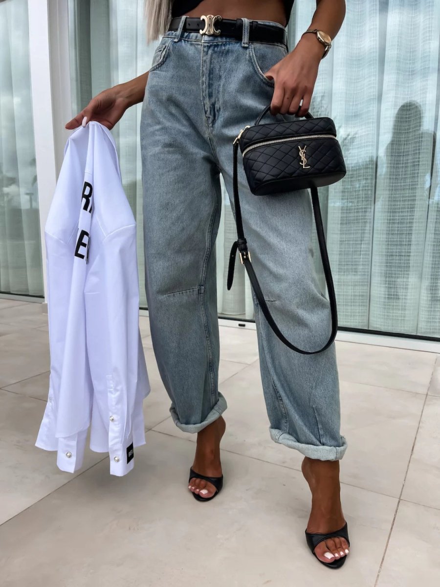 High Waist Wide Leg Jeans - Bottoms