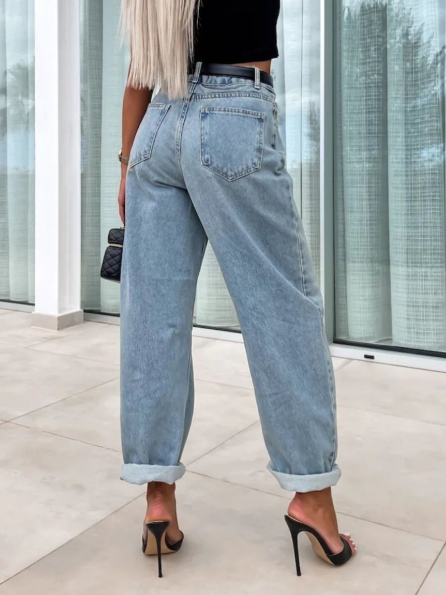 High Waist Wide Leg Jeans - Bottoms