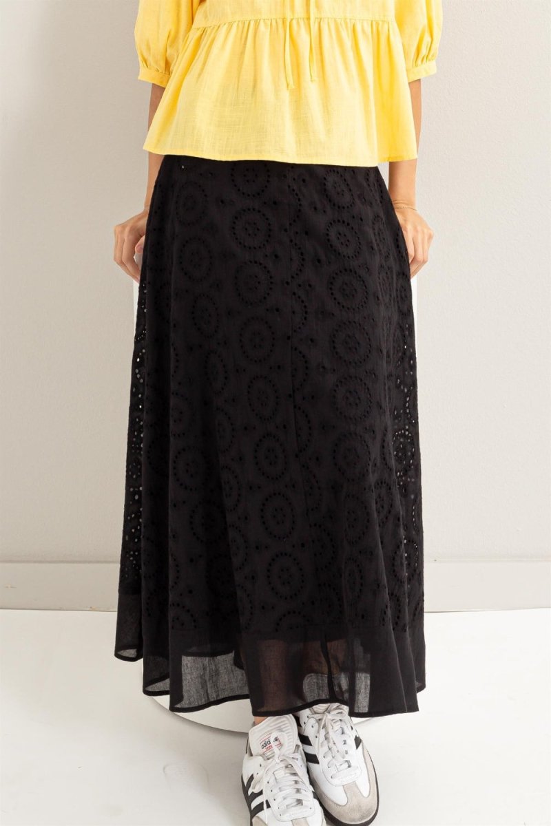 HYFVE Eyelet High - Waist Midi Skirt - Bottoms