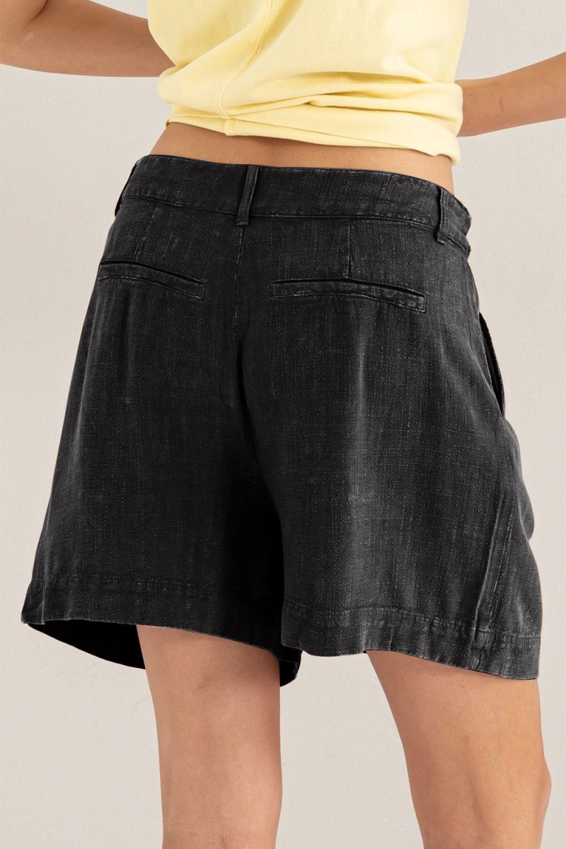 HYFVE High Waist Pleated Linen Shorts - Bottoms