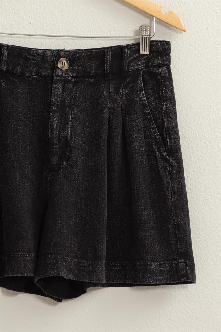 HYFVE High Waist Pleated Linen Shorts - Bottoms
