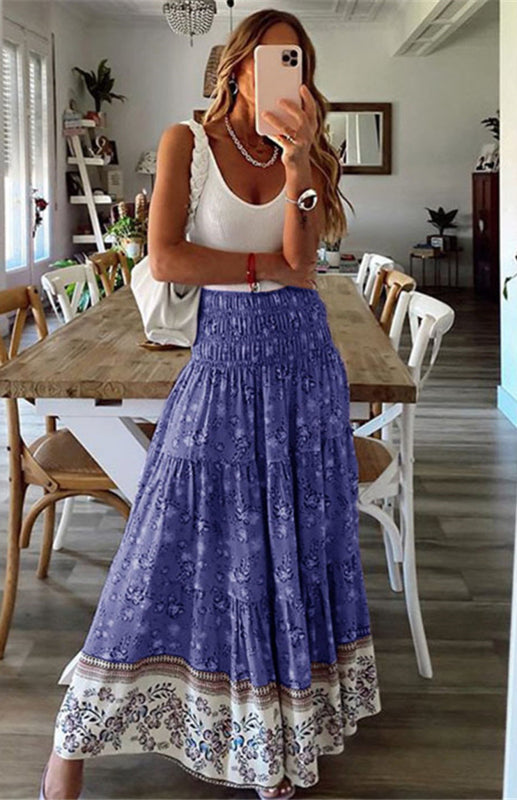 Ladies Casual Fashion Boho Print Skirt