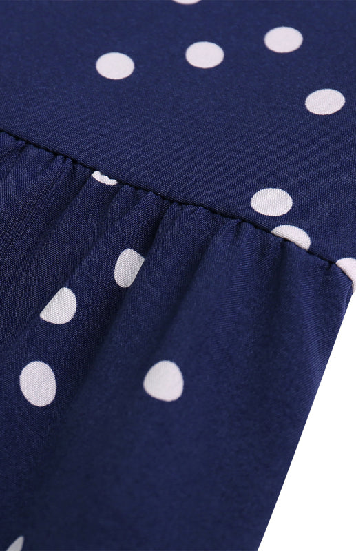 Ladies Summer Fashion V Neck Sling Polka Dot Dress Long Dress