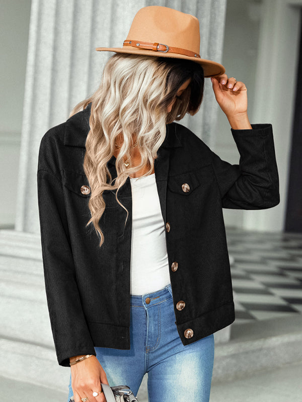 Women's fashion versatile jacket corduroy jacket