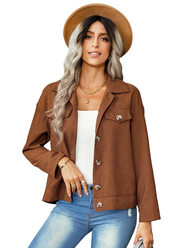 Women's fashion versatile jacket corduroy jacket