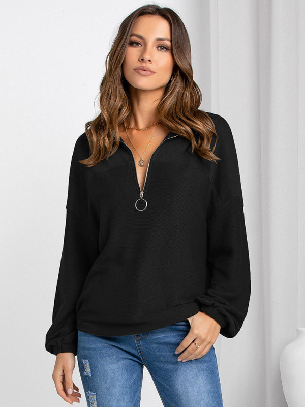 Women's casual loose T-shirt solid top