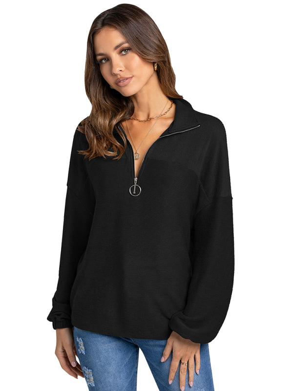 Women's casual loose T-shirt solid top