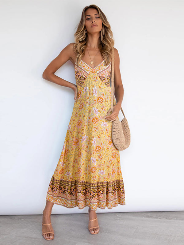 Women's Bohemian suspender Floral Dress