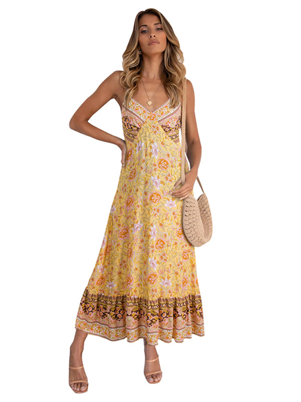 Women's Bohemian suspender Floral Dress