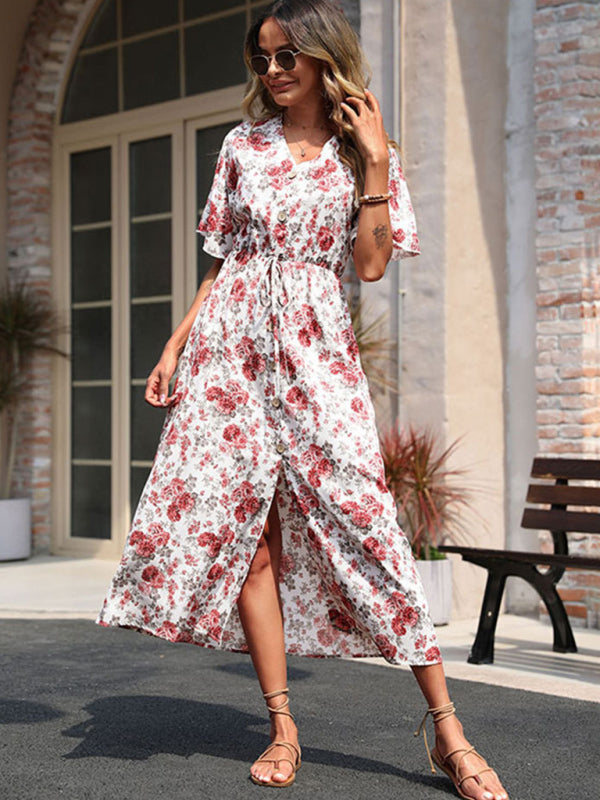 Casual Women's Summer Fashion Short Sleeve Print Dress