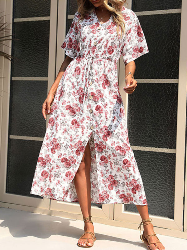 Casual Women's Summer Fashion Short Sleeve Print Dress