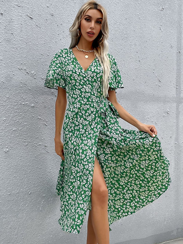 Women's Western Green Slim Fit Print Dress