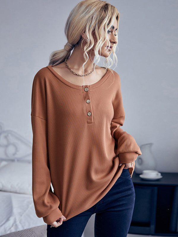 Casual Solid Color Long Sleeve Knit Sweater Thin Section