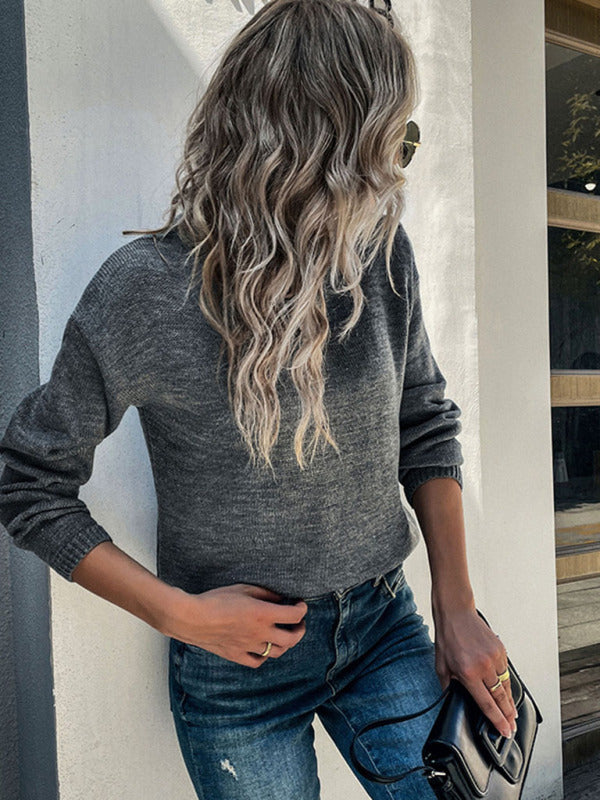 Fashion Women's Autumn Solid Color Long Sleeve Autumn Sweater