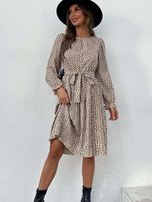 Autumn laces printed European and American fashion base dress