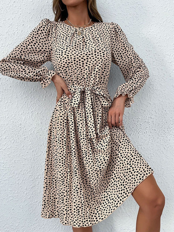 Autumn laces printed European and American fashion base dress