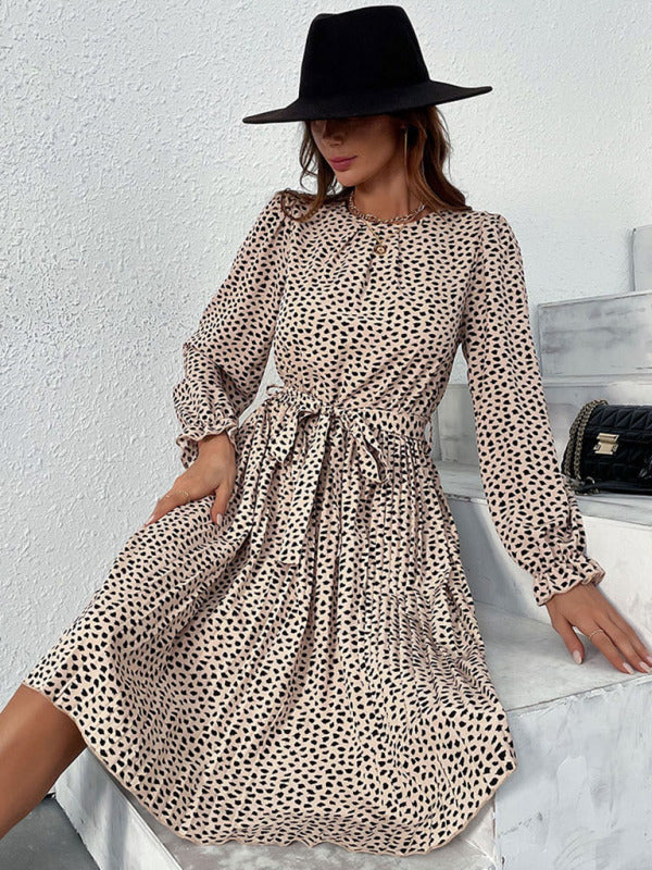 Autumn laces printed European and American fashion base dress