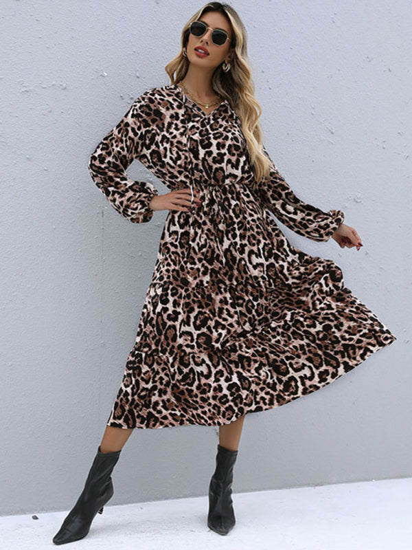 Women's long -sleeved casual fashion versatile dress