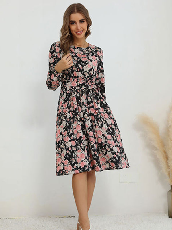 New product long -sleeved long -sleeved base fashion dress