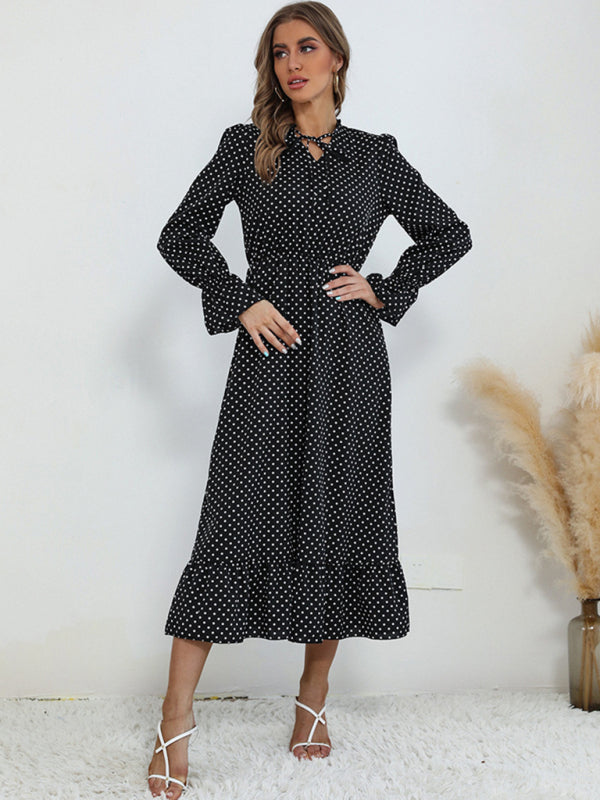 Fashion women's long -sleeved bottoming wild dress