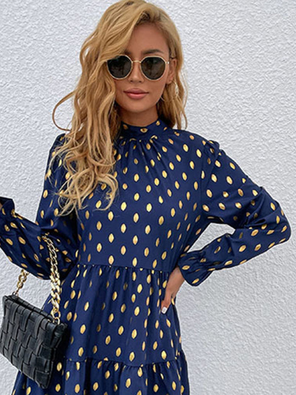 Women's long -sleeved casual fashion versatile dress