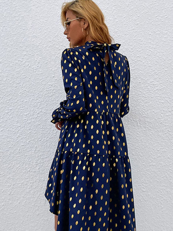 Women's long -sleeved casual fashion versatile dress