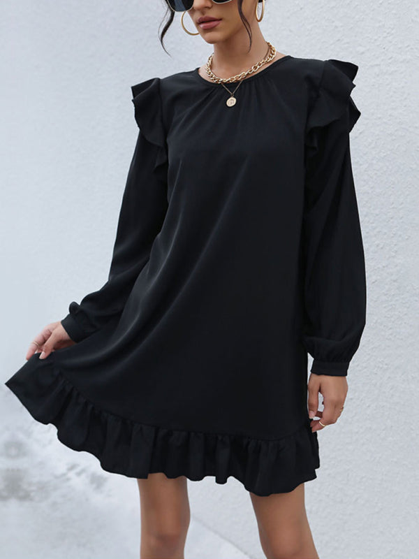 Fashion women's long -sleeved bottoming wild dress