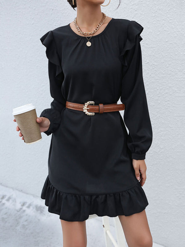 Fashion women's long -sleeved bottoming wild dress