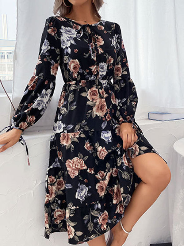 European and American women's new product explosion long -sleeved dress