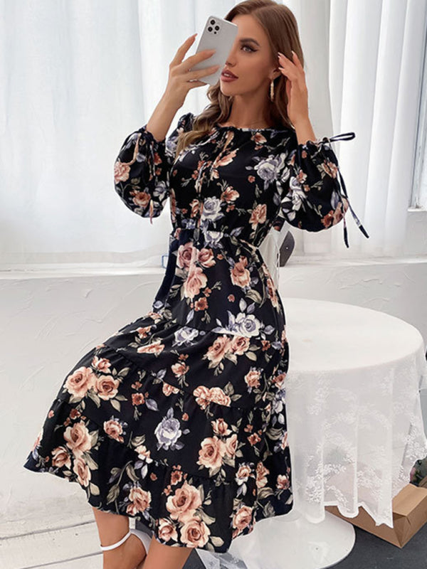 European and American women's new product explosion long -sleeved dress