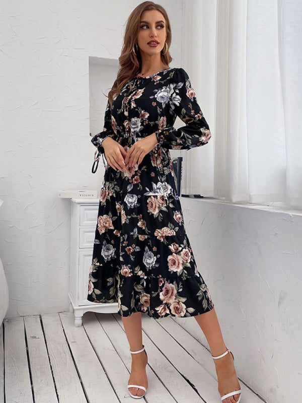 European and American women's new product explosion long -sleeved dress