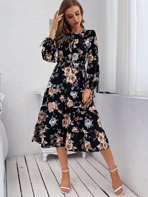 European and American women's new product explosion long -sleeved dress