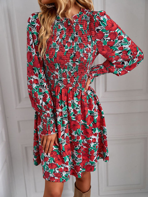 Women's Floral Sexy Lantern Sleeve Casual Dress