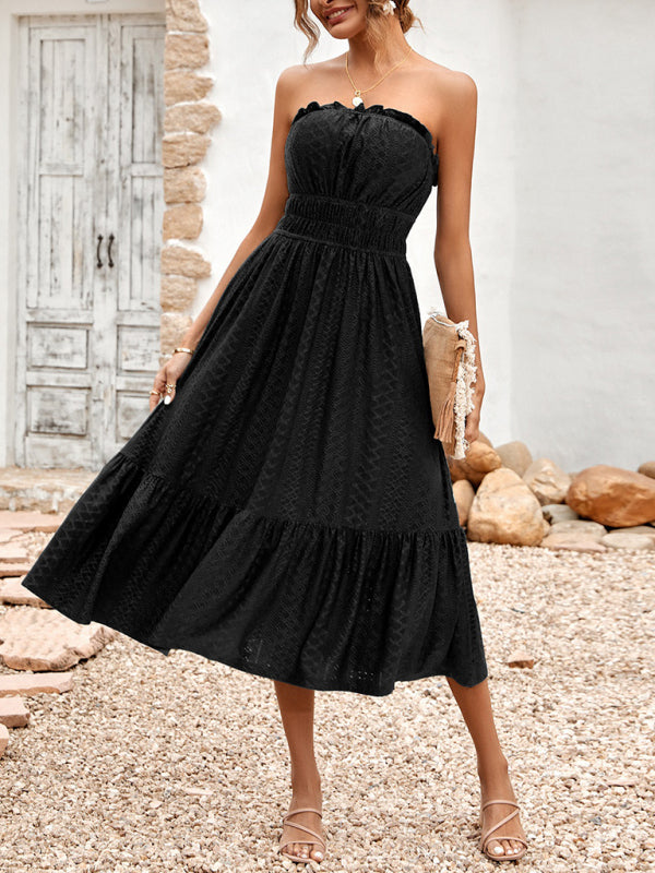 Women's casual solid color corset waist dress