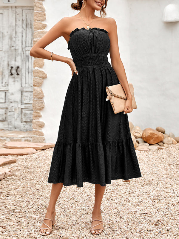 Women's casual solid color corset waist dress