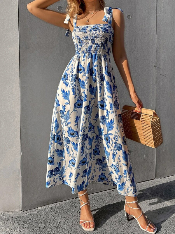 Sexy Slim Dress Sleeveless Sling Print Temperament Women's Long Dress