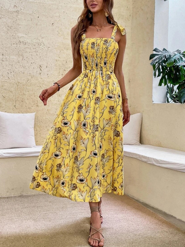 Sexy Slim Dress Sleeveless Sling Print Temperament Women's Long Dress