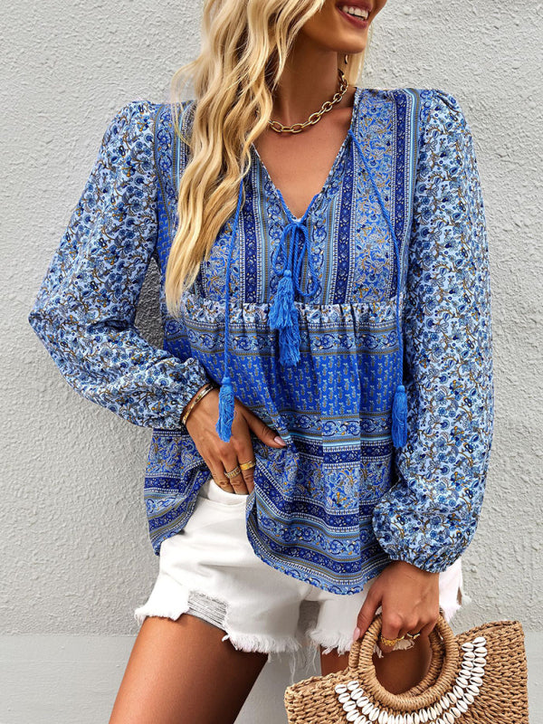 Bohemian temperament top shirt spring and autumn four seasons new shirt