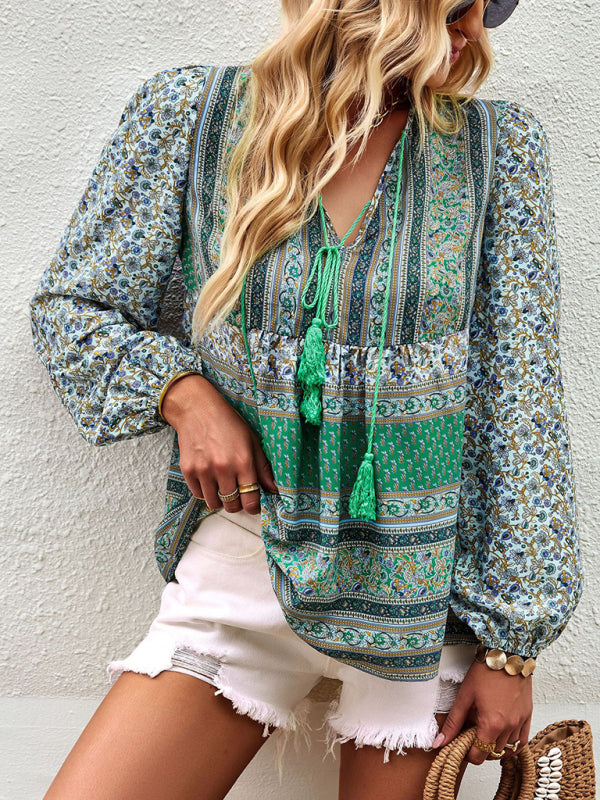 Bohemian temperament top shirt spring and autumn four seasons new shirt