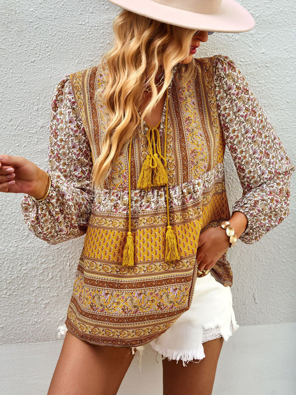 Bohemian temperament top shirt spring and autumn four seasons new shirt