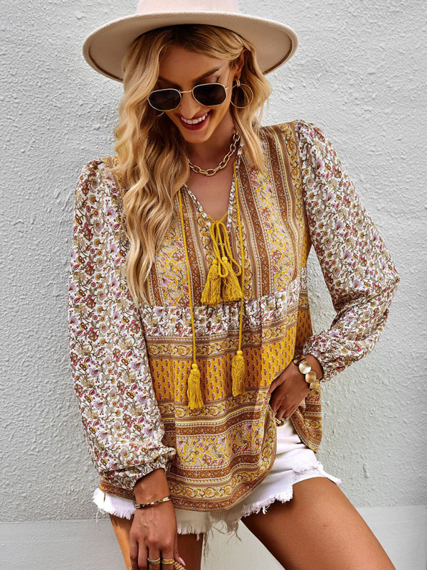 Bohemian temperament top shirt spring and autumn four seasons new shirt