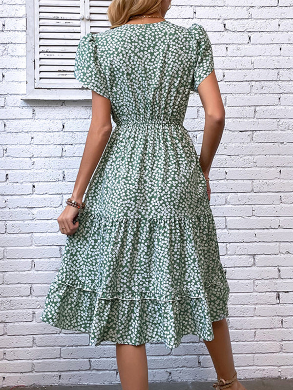 Women's Fashion Green Printed Dress