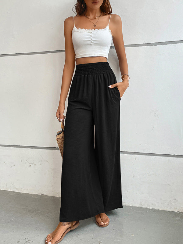 New casual solid color flared wide-leg pants