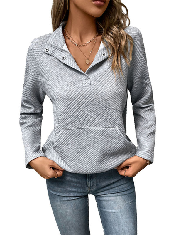 New women's long sleeve solid color sweater