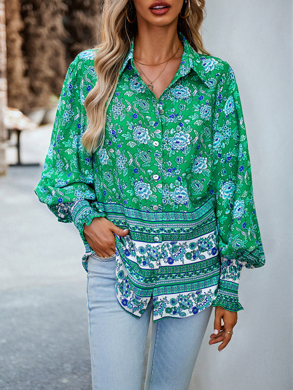 Women's Printed Vacation Casual Long Sleeve Top