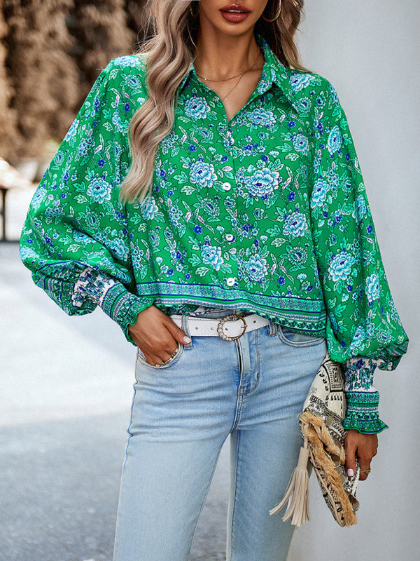 Women's Printed Vacation Casual Long Sleeve Top